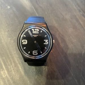 Swatch Black Flexible Band 6 inch wrist GUC, needs new battery
